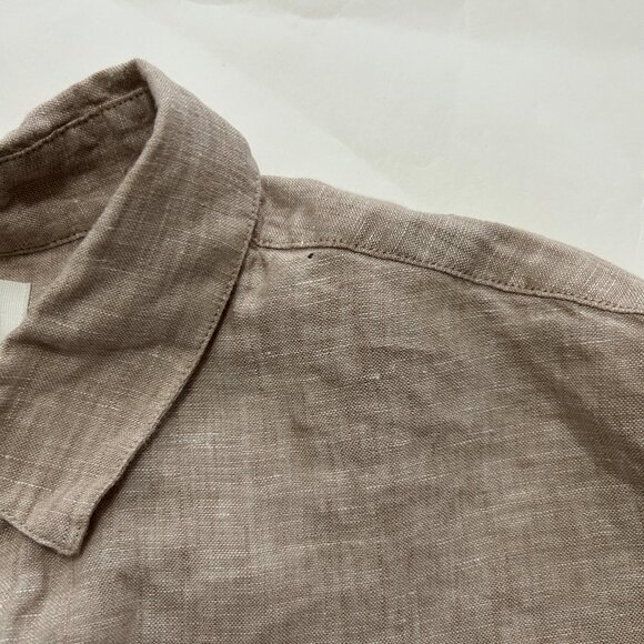 Uniqlo Button Up Long Sleeves 100% Linen Shirt Womens size M Natural Minimalist - Picture 14 of 15